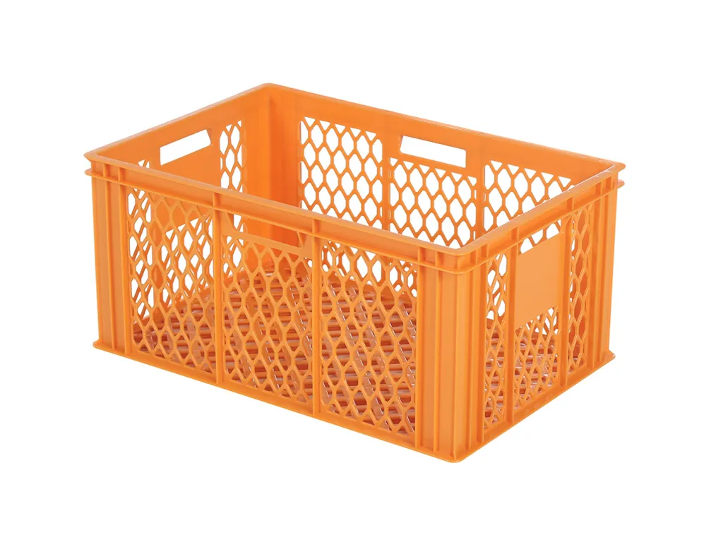 oranje geperforeerde stapelkrat