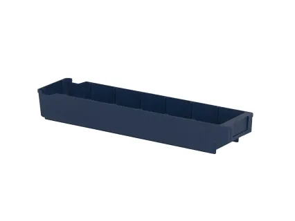 Onderdelenbak 600x115x100 mm (5,2L). Smalle magazijnbak met maximale opslaglengte. Ideaal voor overzichtelijke kleingoedopslag.